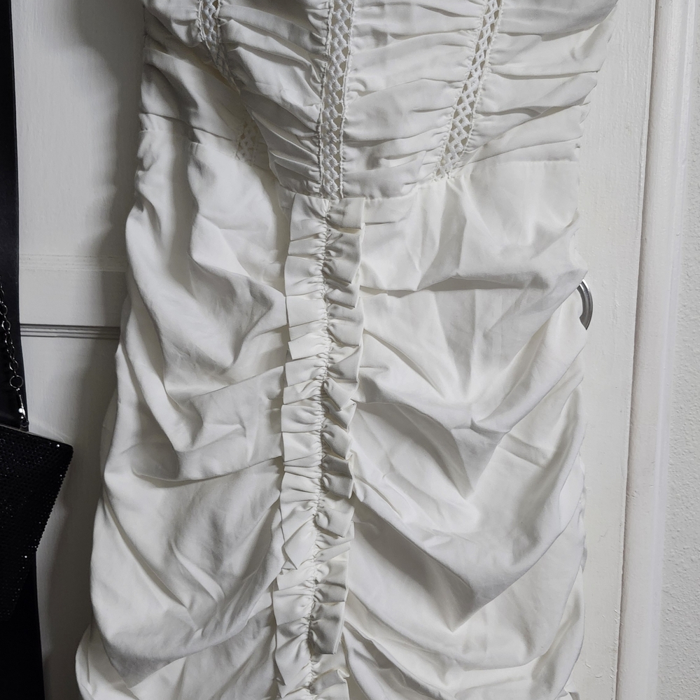 Elegant White Ruched Dress